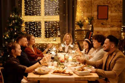 Friends gathering for a sober Christmas in 2024.